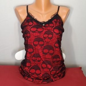 Mesh Back Skull Tank Top